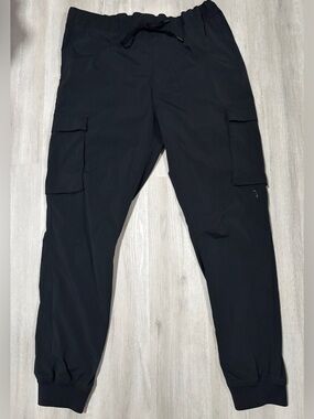 H & M Black Slim Fit Cargo Pockets, Drawstring Waist Elastic Ankles Joggers XXL